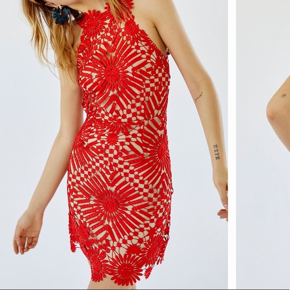 SAYLOR FOR FREE PEOPLE PRESLEY RED MINI DRESS - Picture 5 of 16